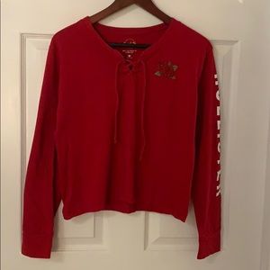 Red Hollister drawstring long sleeve